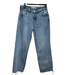 Altar’d State Women’s Straight Leg Jeans Size 26 Raw Hem Distressed Denim